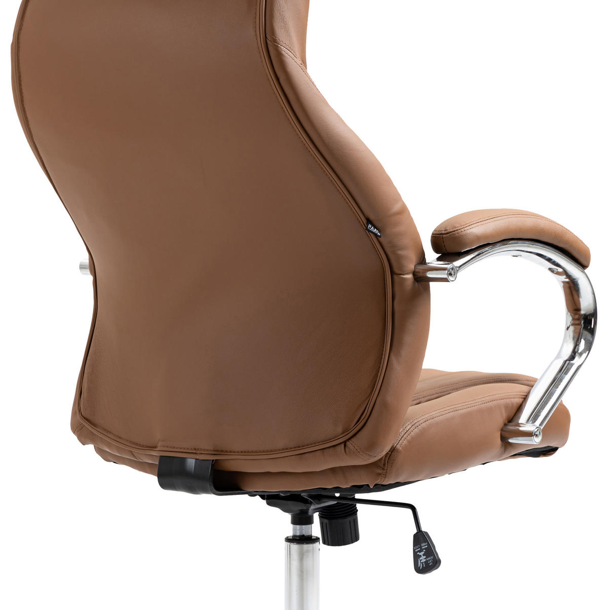 CHEFSESSEL Echtleder hellbraun - Chromfarben/Hellbraun, Leder/Metall (73/120/76cm) - CLP