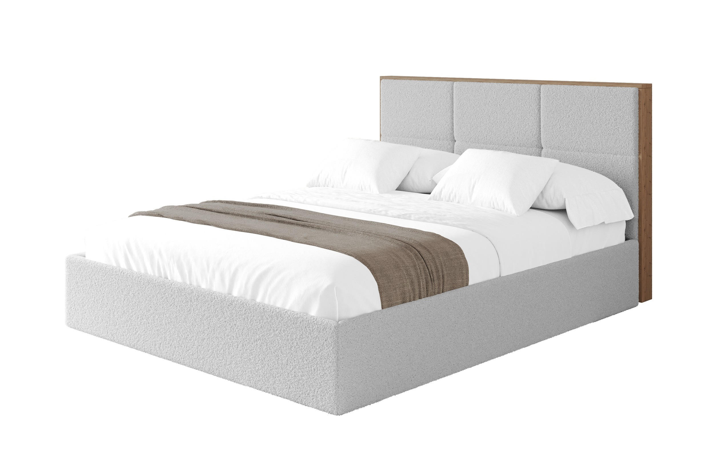 POLSTERBETT mit Bettkasten und Lattenrost, Boxbett ohne Matratze - LILA 140x200 Hellgrau - Silberfarben, Holzwerkstoff/Textil (140/200cm) - ALTDECOR