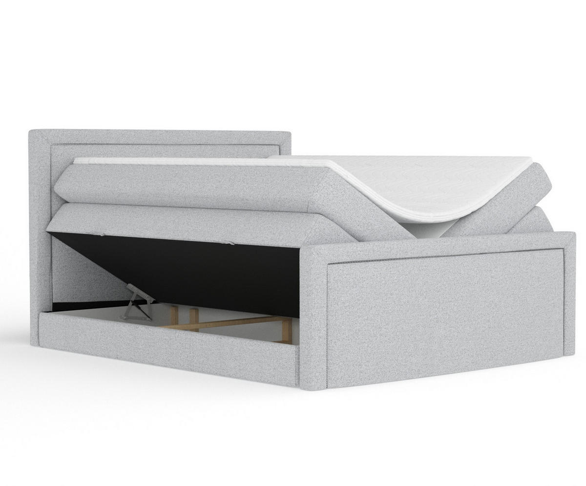 BOXSPRINGBETT Lavenda Hellgrau 200/200 cm - Hellgrau/Schwarz, Holz/Holzwerkstoff (200/200cm) - Maison de Reve
