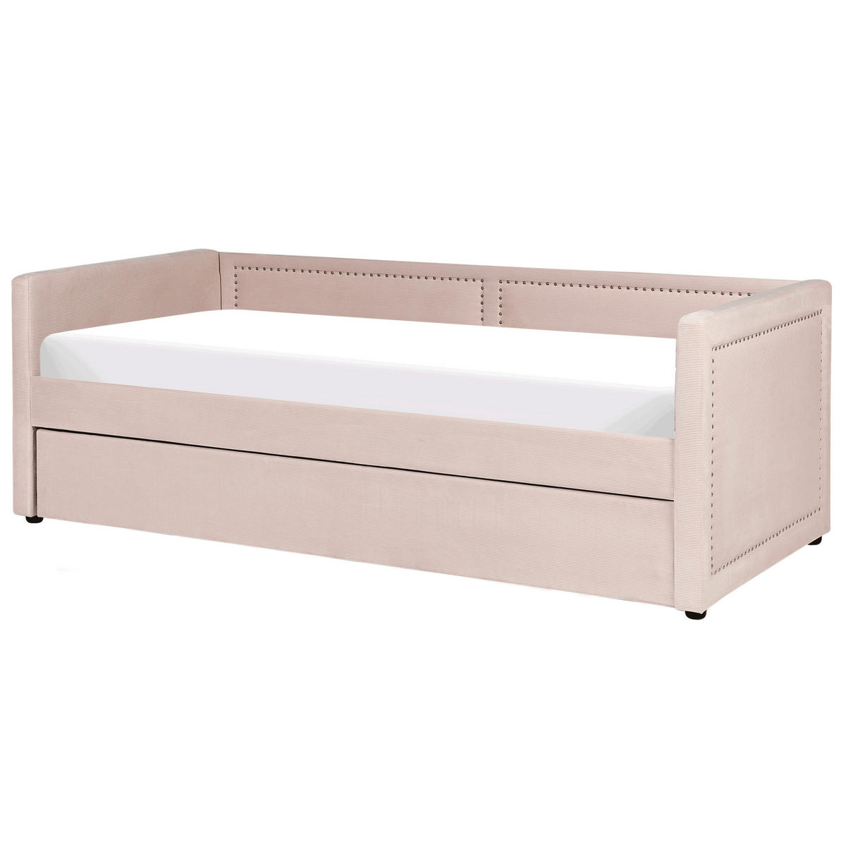 TAGESBETT 90/200cm Pastellrosa Mimizan - Pink, Naturmaterialien/Textil (90/200cm) - Beliani