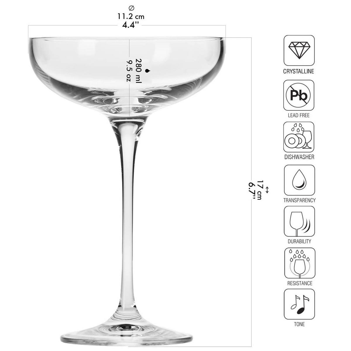 SEKTGLÄSER, 6er-Set, 280 ml - Transparent, Glas (0.28L) - Krosno Glass