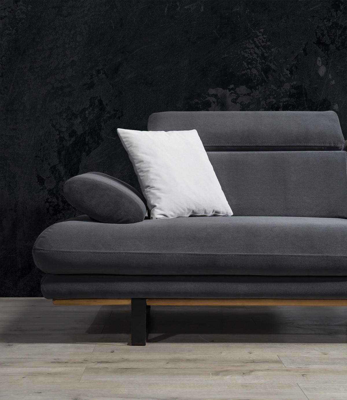 SOFA Energy 2-Sitzer Samt Dunkelgrau - Dunkelgrau, Textil (200/82/100cm) - Villa Möbel