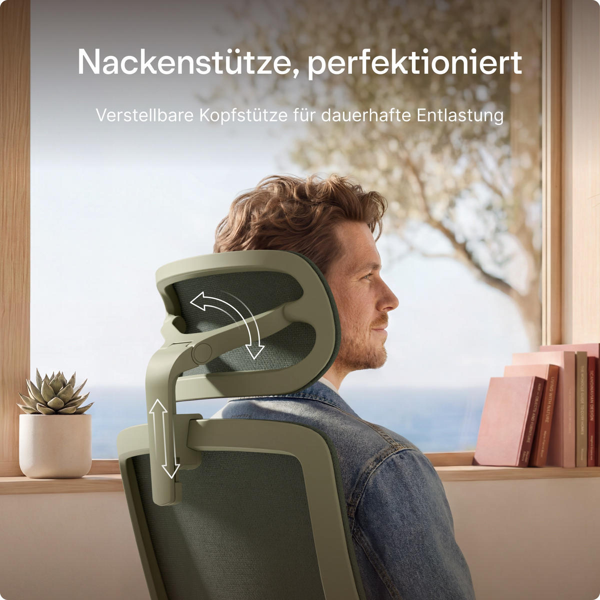BÜROSTUHL Verstellbarer Ergonomischer SitOne Grün 4-Dimensional Armlehne, Integrierte 4-Wege-Lendenwirbelstütze - Grün, Kunststoff (60/125/68cm) - Desktronic