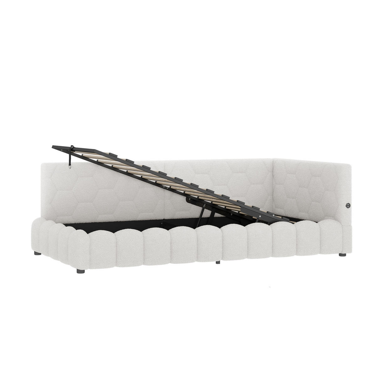 POLSTERBETT 90/200 cm Weiß aus Vliesimitat und MDF mit LED-Lichtleiste - Weiß, Textil (90/200cm) - OKMYHOME