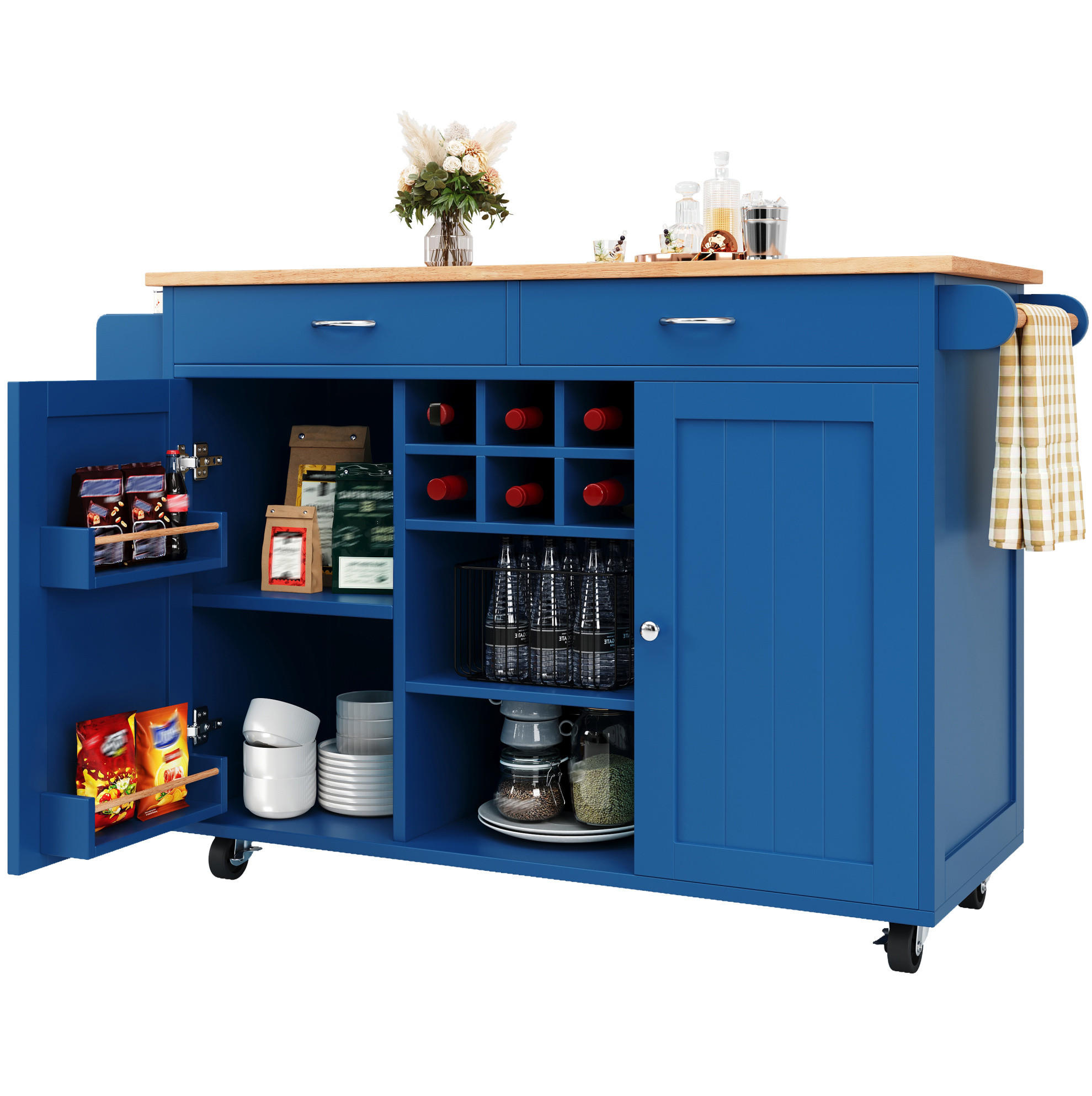 KÜCHENINSEL mit Stauraum 102 x 45 x 92 cm Blau MDF - Blau, Metall (45/92/102cm) - Beauniv