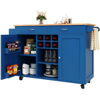 KÜCHENINSEL mit Stauraum 102 x 45 x 92 cm Blau MDF - Blau, Metall (45/92/102cm) - Beauniv