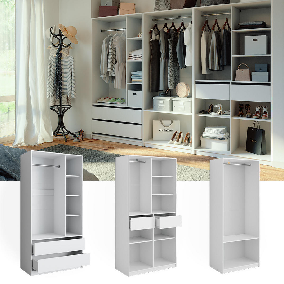 ŠATNÍ SKŘÍŇ Elmo Bílá - bílá, kompozitní dřevo (280/200/50cm) - Vicco