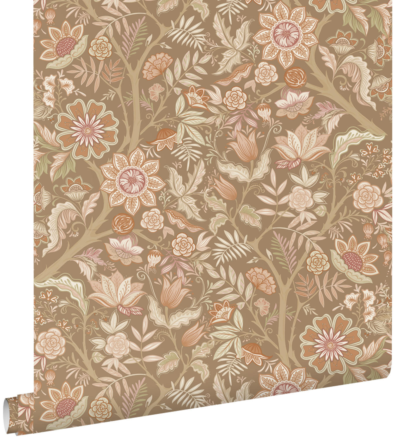 TAPETE Blumenmuster 50 x 900 cm - Braun, Papier (50/900cm) - ESTAhome