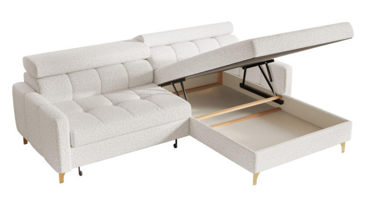 ECKSOFA Milch BAMBINO Mit Verstellbaren Kopfstützen Rechts - Weiß, Textil (174/223cm) - Sepro Meble