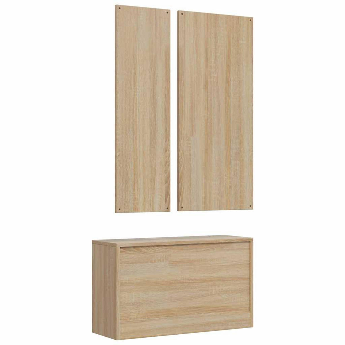 SCHUHSCHRANK-SET 3-In-1 Sonoma-Eiche Holzwerkstoff - Braun, Holzwerkstoff (27/46.5/80cm) - vidaXL