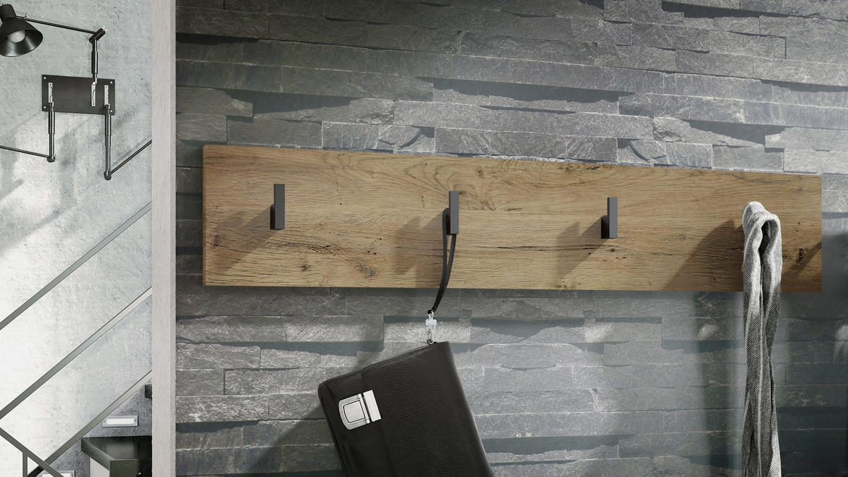 GARDEROBENPANEEL Linea Eiche Ribbeck - Alteiche, Holzwerkstoff (72/14.5/3.5cm) - Vladon