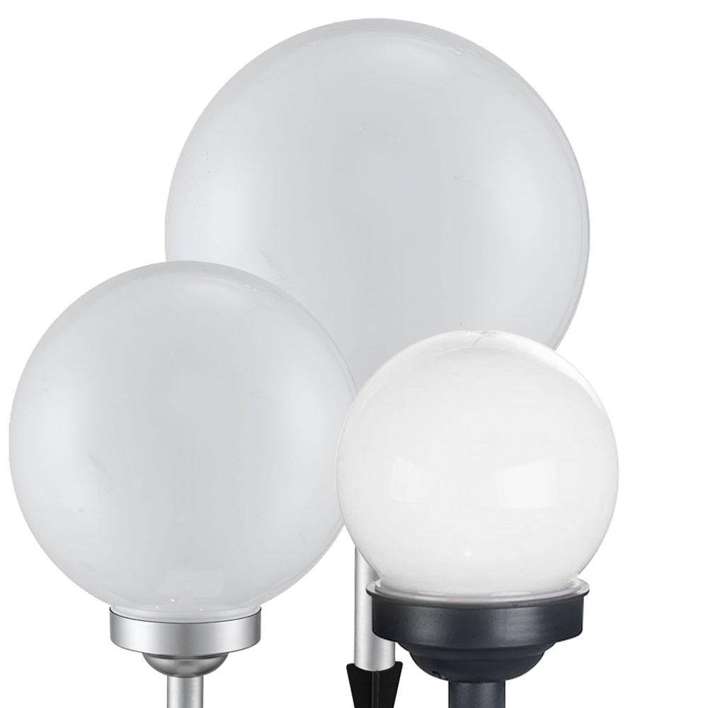 LED AUSSENLEUCHTE Solar Kugel Weiß Silber 3er Set - Weiß, Kunststoff (25/25/65cm)