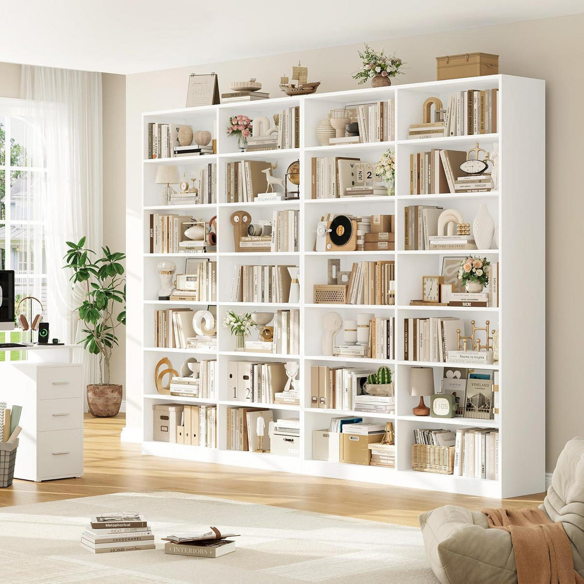 BÜCHERREGAL 212 cm weiß 116x28,5 cm - Weiß, Holzwerkstoff (116/212/28.5cm)