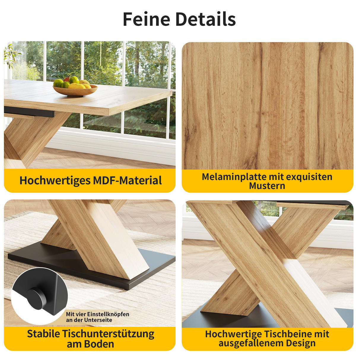 ESSTISCH 119-158,5/75/80 cm Naturfarben aus MDF ausziehbar - Hellbraun, Holzwerkstoff (158.5/80/75cm) - OKMYHOME