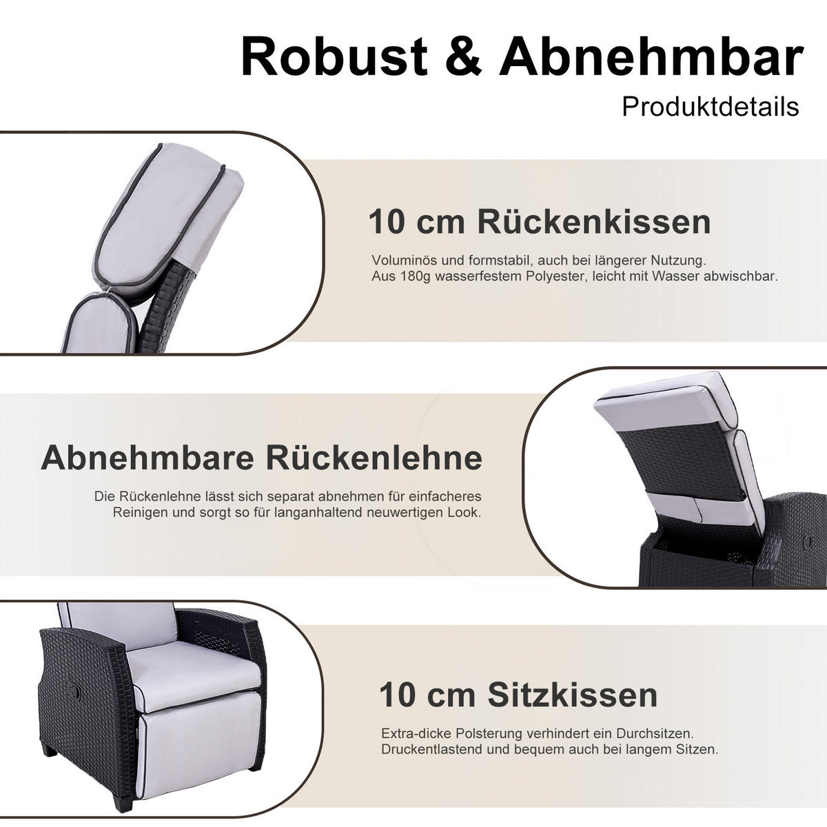 GARTEN-RELAXSESSEL-TY01 - Schwarz, Metall (72/108/55cm) - BELONID