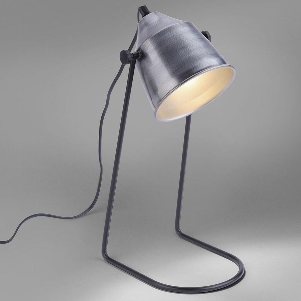 TISCHLEUCHTE Eisen Silber Industrial Stil - Silberfarben, Metall (24/16/43.5cm)