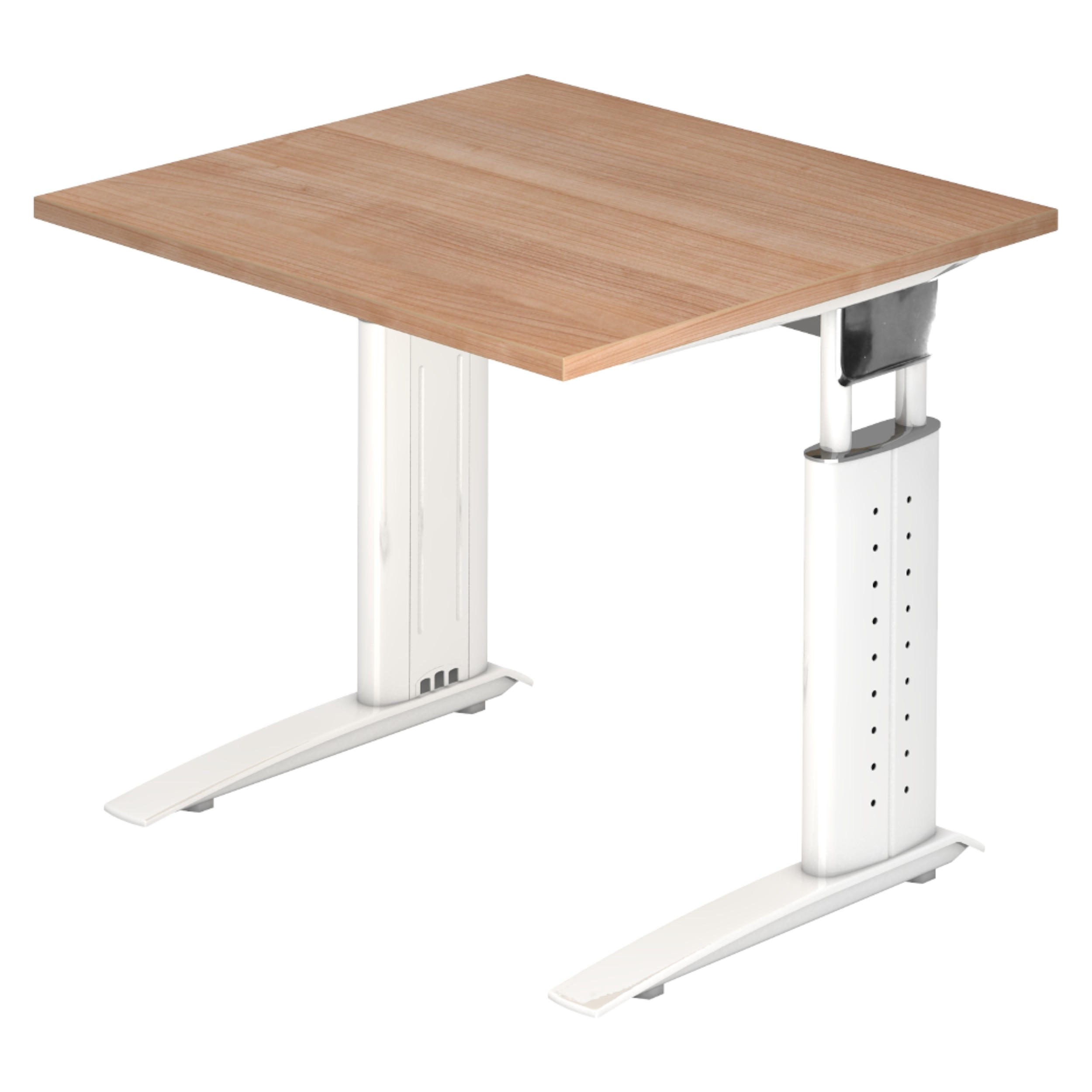 SCHREIBTISCH Serie-U 80/80/74 cm in Nussbaumfarben/Weiß - Nussbaumfarben/Weiß, Holzwerkstoff (80/80/74cm) - bümö