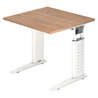 SCHREIBTISCH Serie-U 80/80/74 cm in Nussbaumfarben/Weiß - Nussbaumfarben/Weiß, Holzwerkstoff (80/80/74cm) - bümö
