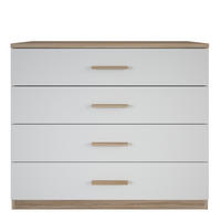 KOMMODE mit 4 Schubladen Holz- und Weißdekor L100 cm - Selena - Weiß, Holzwerkstoff (41.6/84.7/100cm) - Calicosy