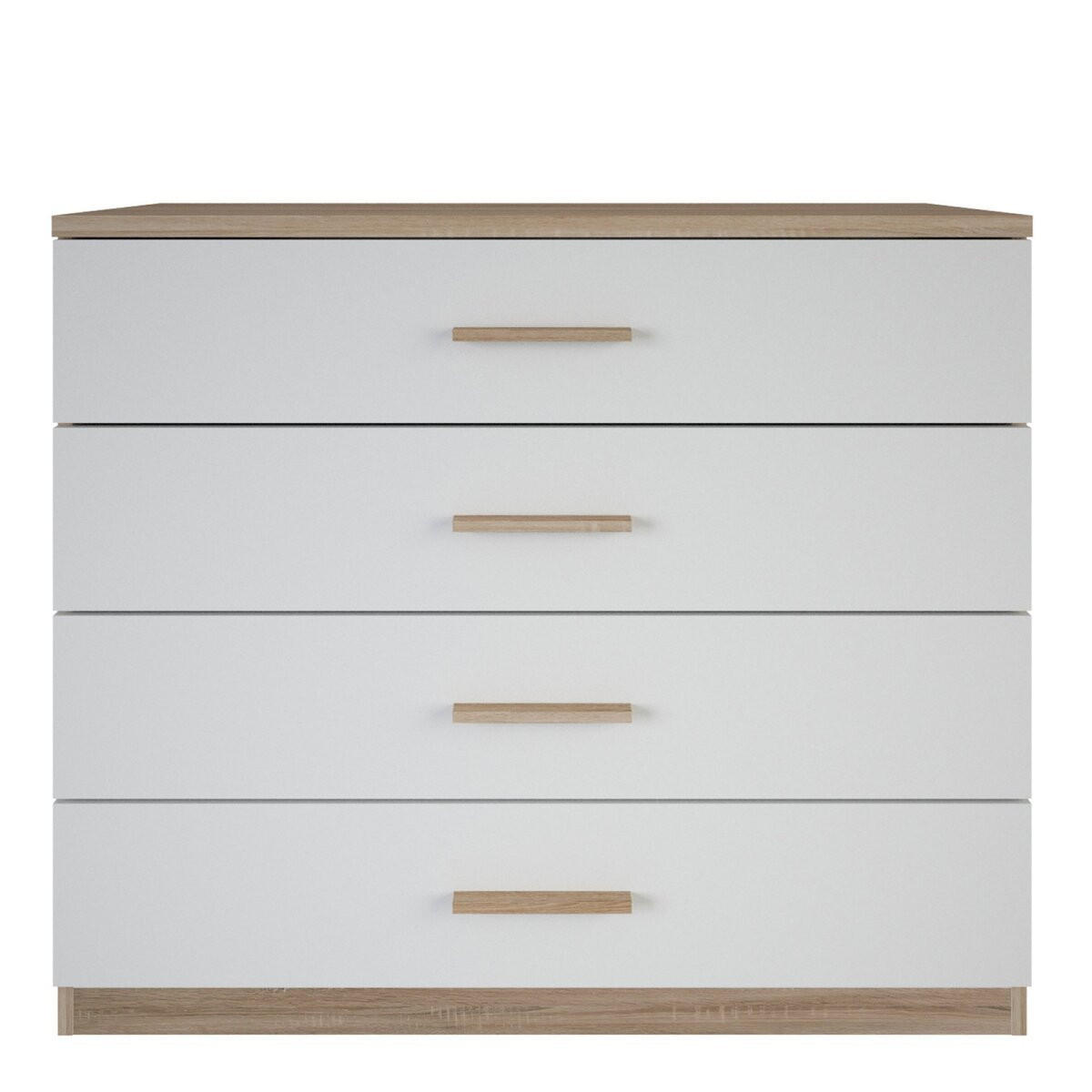 KOMMODE mit 4 Schubladen Holz- und Weißdekor L100 cm - Selena - Weiß, Holzwerkstoff (41.6/84.7/100cm) - Calicosy