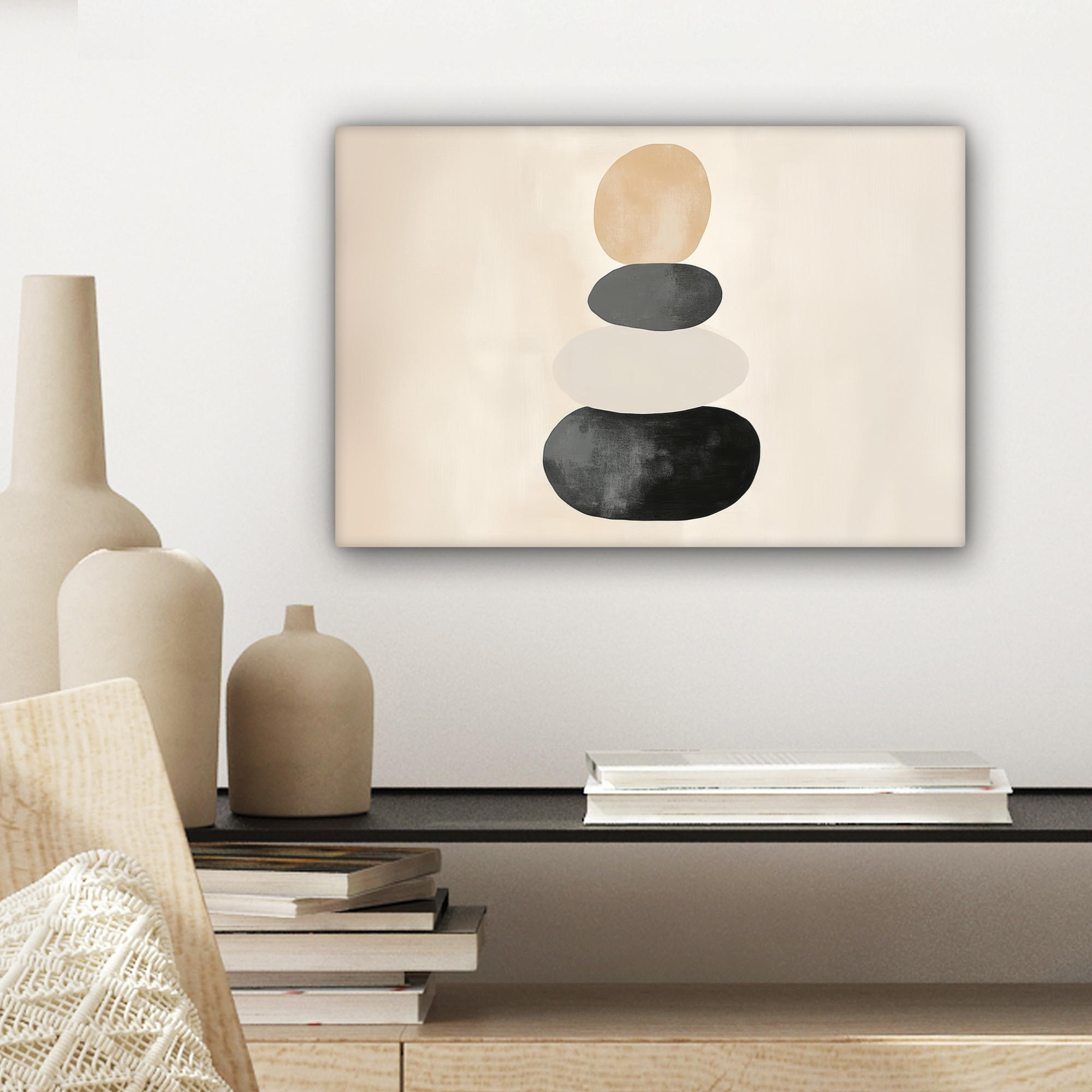 LEINWANDBILD Japandi - Wabi sabi - Beige 30x20 cm - Taupe, Textil (30/20cm) - MuchoWow