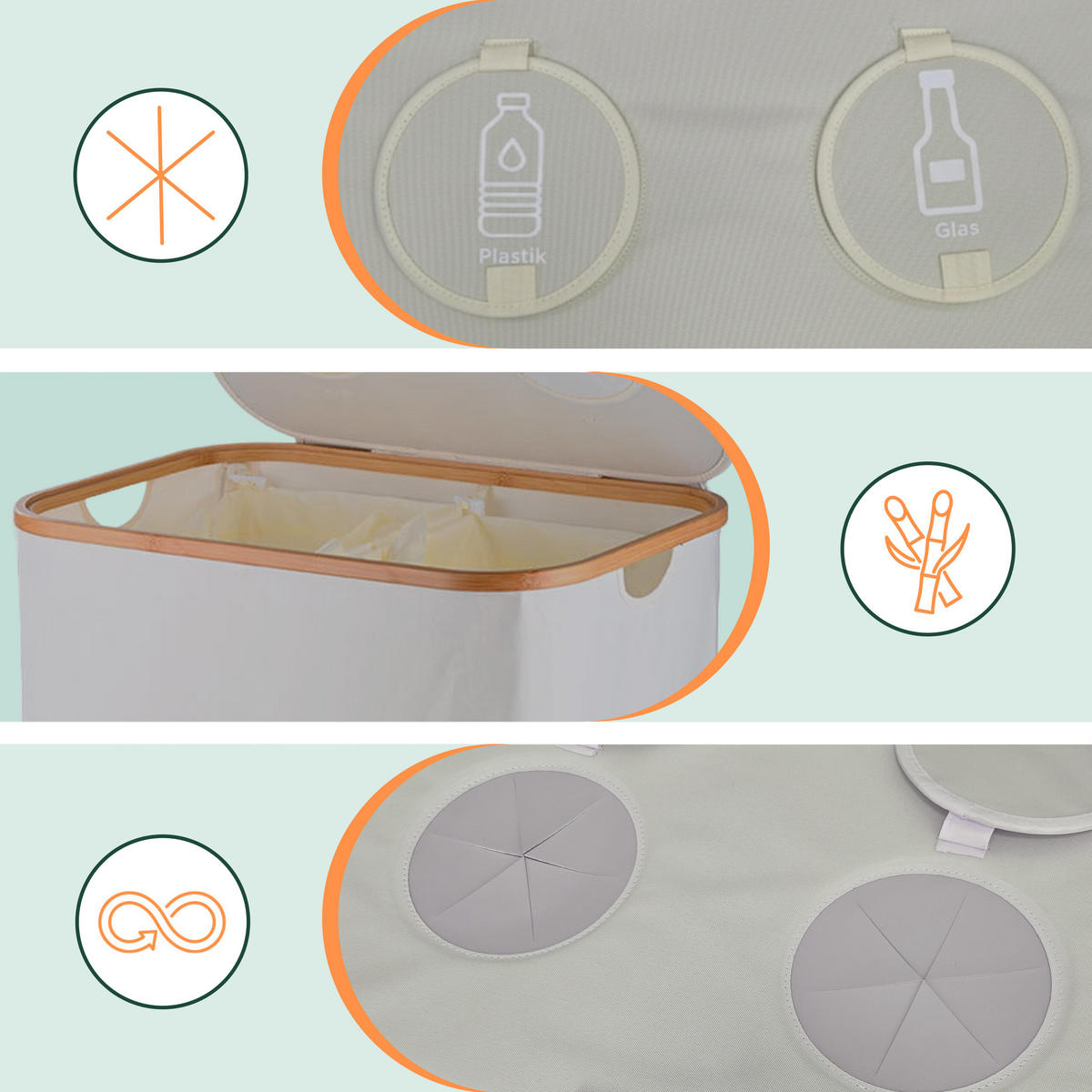 PFANDFLASCHEN-SAMMELBEHÄLTER - Beige, Holz/Kunststoff (57/80/37cm) - Relaxdays