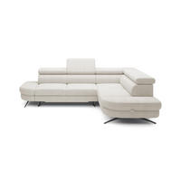 ECKSOFA OTIS L-förm, Schlaffunktion, verstellbare Kopfstützen, in AURORA-Stoff, lose Rückenkissen, freistehend, RECHTS 276x218x97 cm White - Weiß, Holz/Textil (276/218cm) - DomoHome