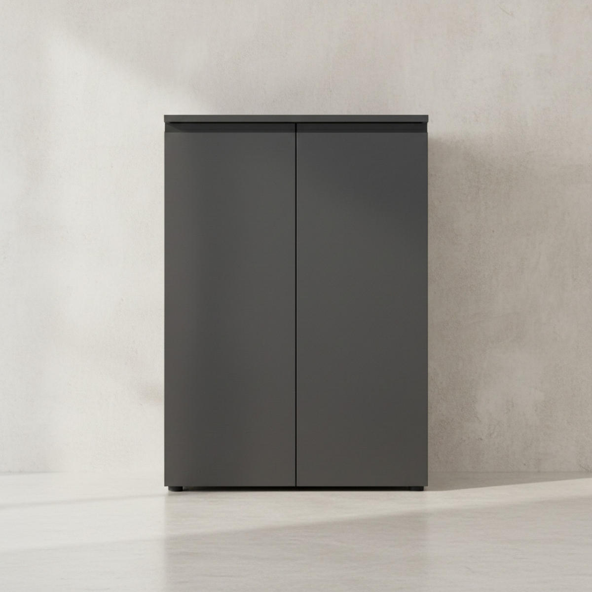 AKTENSCHRANK 2-türig Soft-Close, 3 Ordnerhöhen 81x120x40 cm Graphit - Schwarz, Holzwerkstoff (81/120/40cm) - KADIMA DESIGN