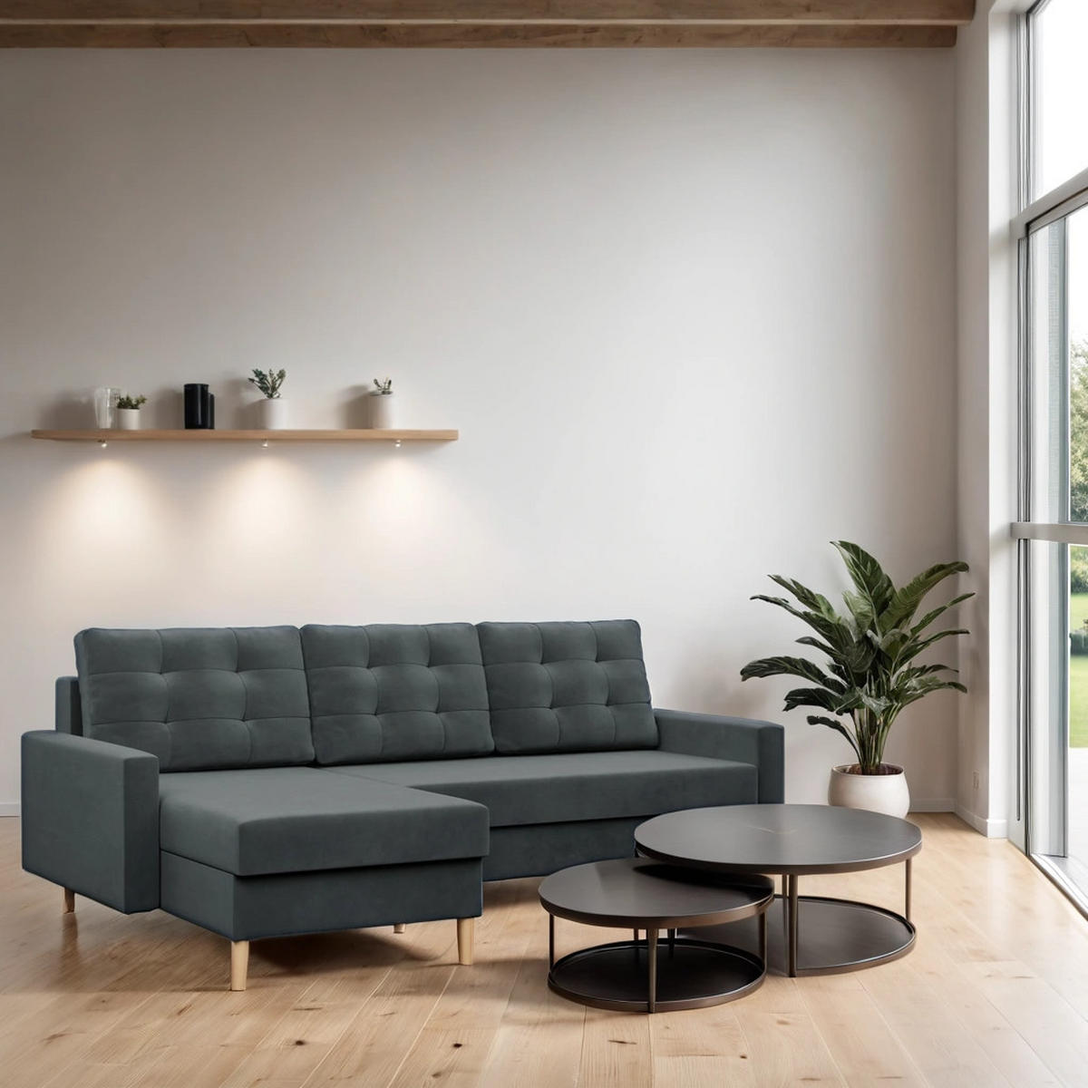 ECKSOFA Blank dunkelgrau - Dunkelgrau, Textil (223/140cm) - SIMKAM Furniture