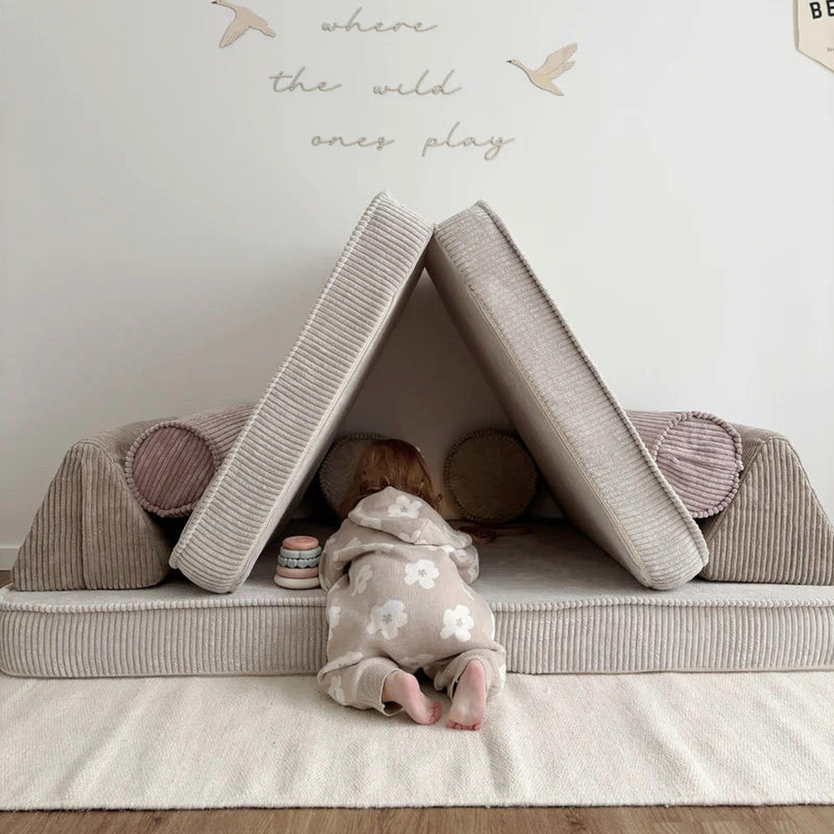 KINDERSOFA AESTHETIC 160 cm Cord Latte 8 Stk - Beige, Textil (80/12/160cm) - MeowBaby