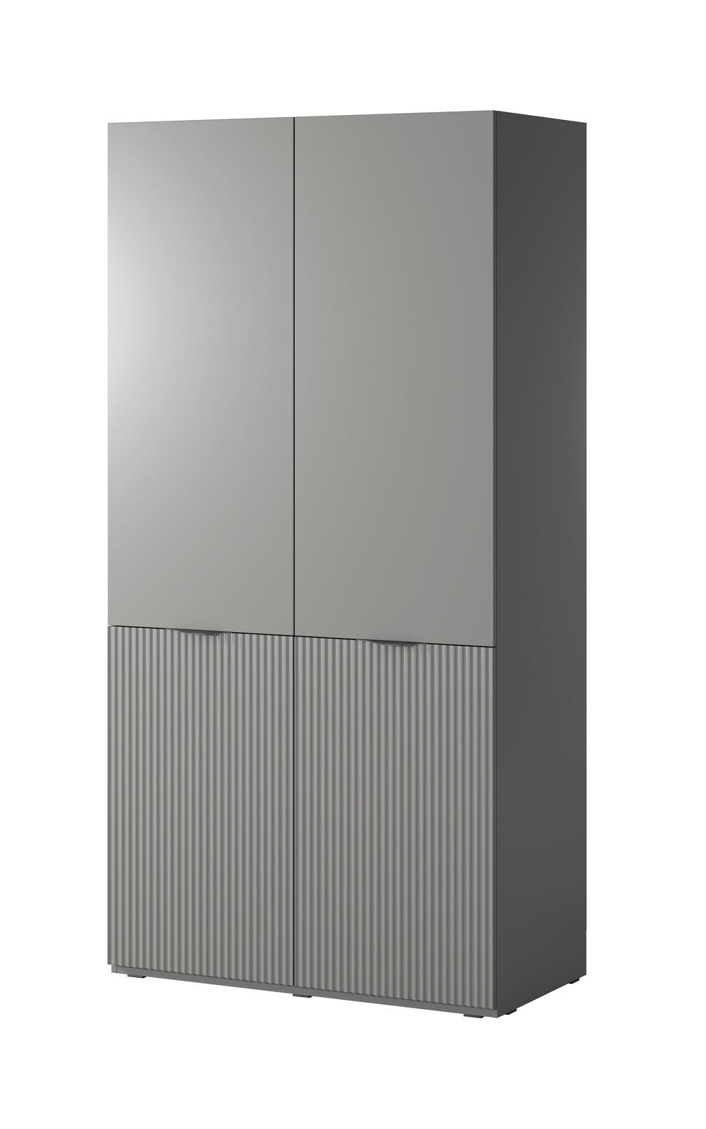 KLEIDERSCHRANK ZEN (Modular, Grau Matt, Rillenfront, 2-türig) - Schwarz/Grau, Holz/Holzwerkstoff (101/200/51cm) - Ravio