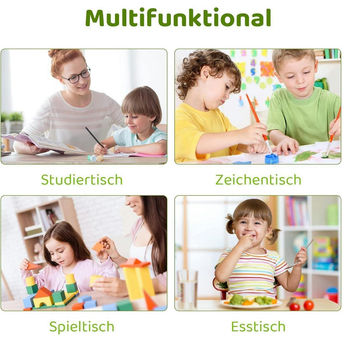 KINDERTISCH- und Stuhl-Set 5-teilig Höhenverstellbar Grau 120 x 60 cm - Grau, Kunststoff (60/60/120cm)