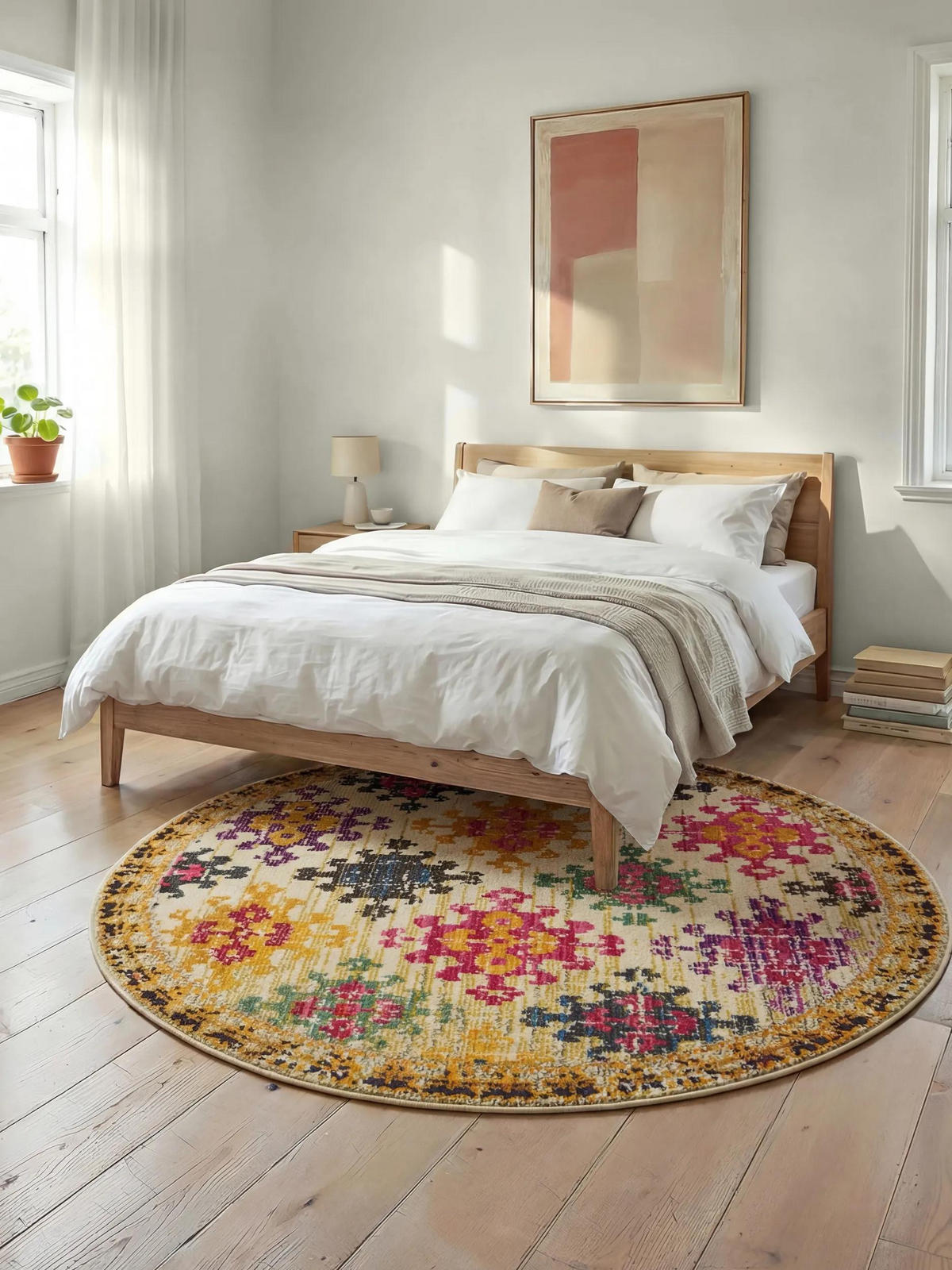 TEPPICH Casa Multicolor/Beige ø 120 cm rund - Multicolor, Textil (120/120cm) - benuta Nest