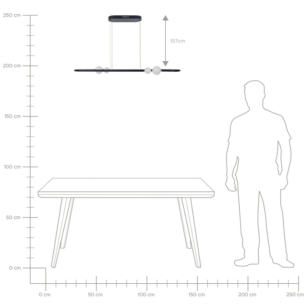 HÄNGELAMPE Feale 22/105/160 cm - Schwarz, Metall (22/105/160cm) - Beliani
