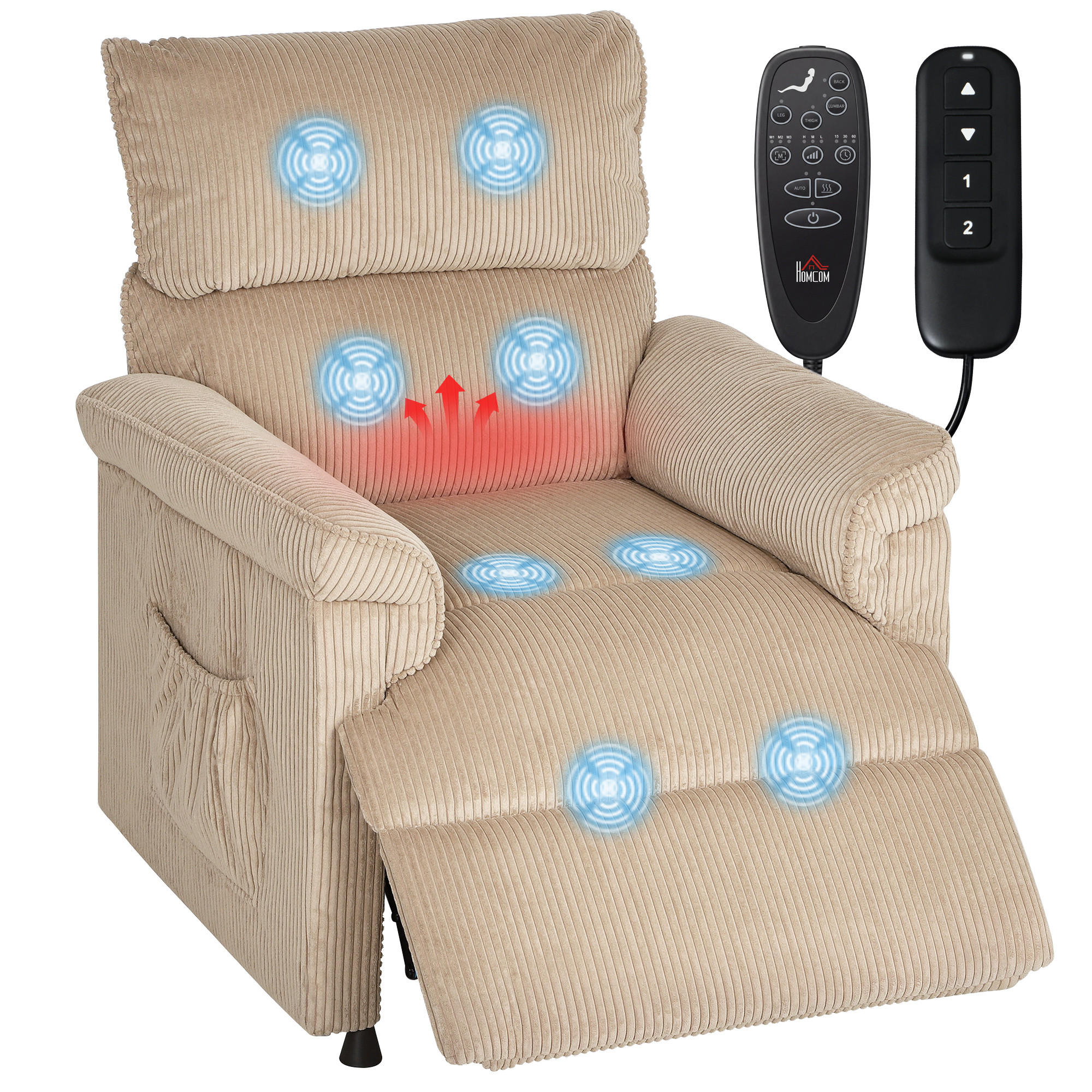 MASSAGESESSEL DE-06385 leiser Motor, Memory-Funktion, 150° neigbar, USB Braun - Braun, Textil/Metall (86/105/94cm) - ComfortXL
