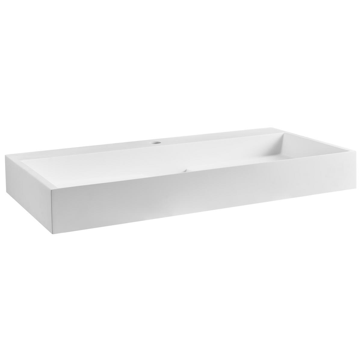 HÄNGEWASCHBECKEN Weiß 90/46 cm Mineralguss Quenko - Weiß, Naturmaterialien (90/12/46cm) - Beliani