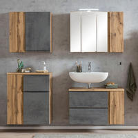 BADMÖBEL-SET 4-TLG. Vasto-03 - Grau, Holzwerkstoff (165/200/35cm) - Lomado