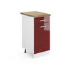 KÜCHENUNTERSCHRANK R-Line Bordeaux Hochglanz 40 cm, AP Eiche - Bordeaux/Weiß, Holzwerkstoff (40/81.6/60cm) - Vicco