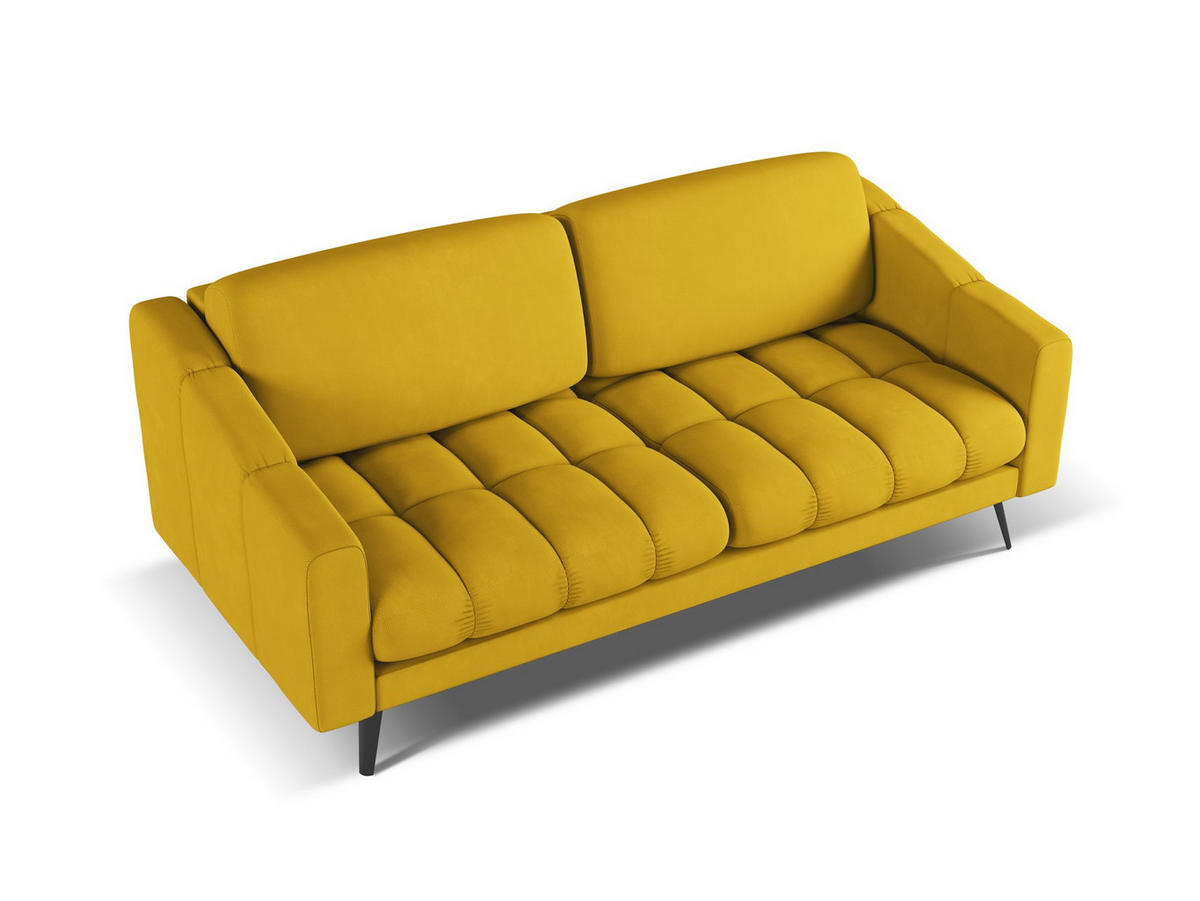 3-SITZER SOFA Chenille Stoff Gelb - Currygelb/Gelb, Textil/Metall (202/80/95cm) - Makamii