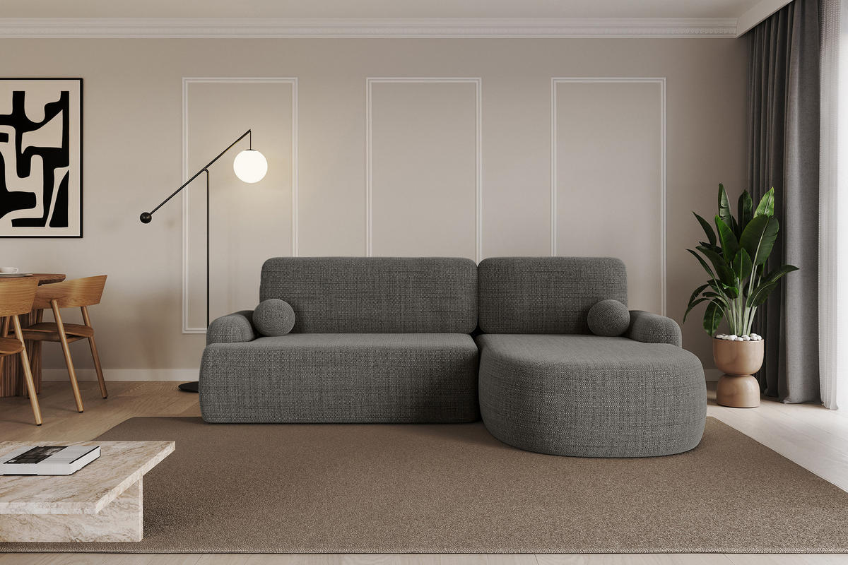 ECKSOFA mit Schlaffunktion und Bettkasten LIRA-L - 264x172x89 Grau - Grau, Holzwerkstoff/Textil (172/264cm) - ALTDECOR