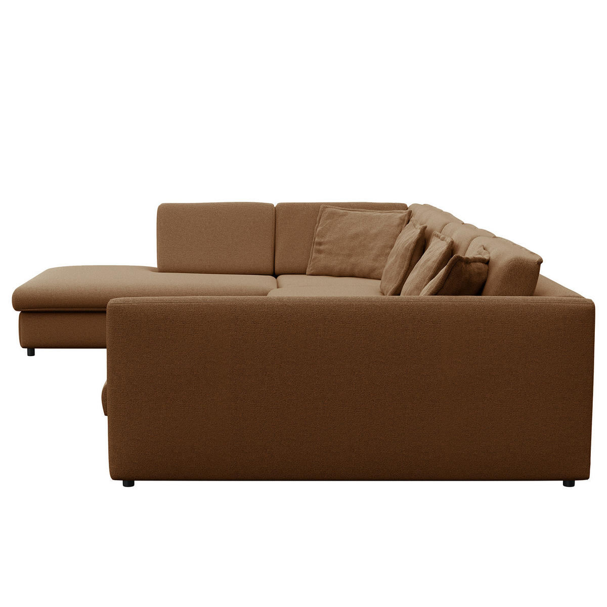 WOHNLANDSCHAFT - Schwarz/Haselnussfarben, Kunststoff/Textil (431/84/272cm) - home24