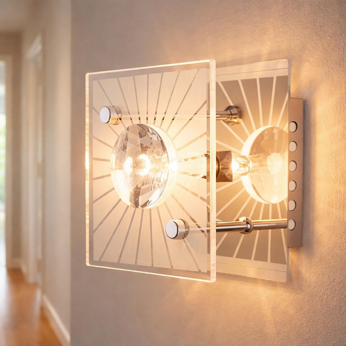 LED WANDLEUCHTE Metall Silber Kristalloptik - Silberfarben, Glas (11/10/11cm) - Globo Lighting