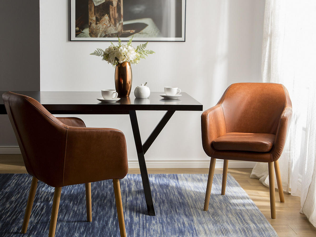 ESSZIMMERSTUHL Kunstleder Goldbraun Yorkville - Braun, Holz/Textil (56/82/46cm) - Beliani