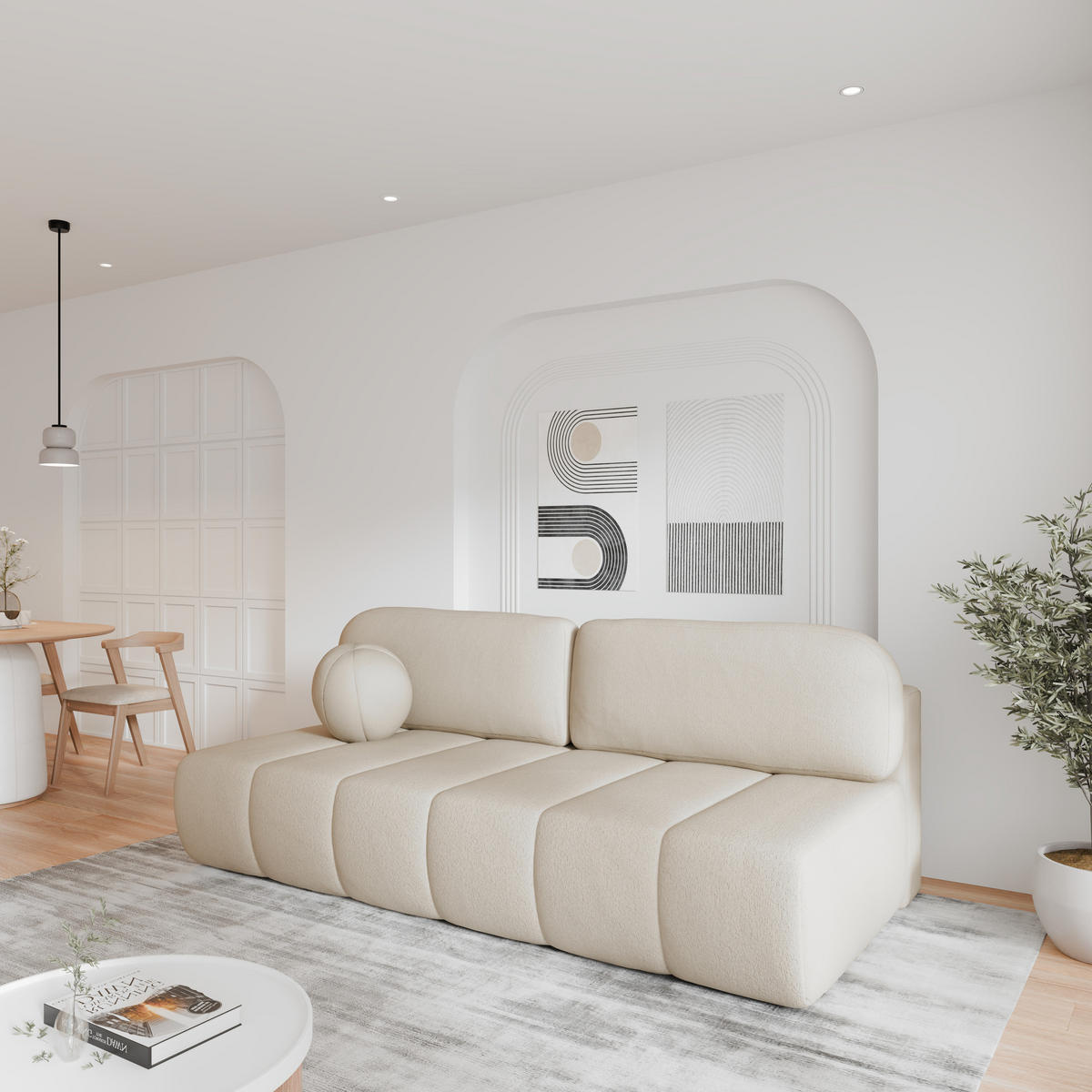 SCHLAFSOFA - Fluffy - Creme (Anthology 20) - Creme, Holz (210/88/104cm) - Möblo