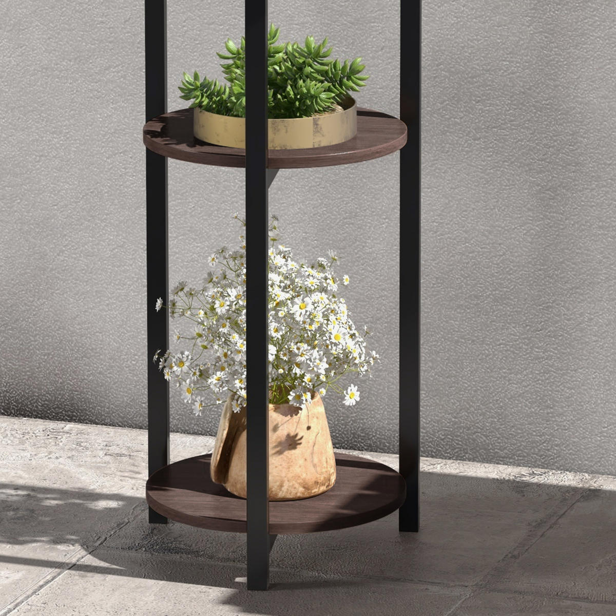 PFLANZENSTÄNDER, Tannenholz, Stahl, Braun - Braun, Metall (28/87/28cm) - Outsunny