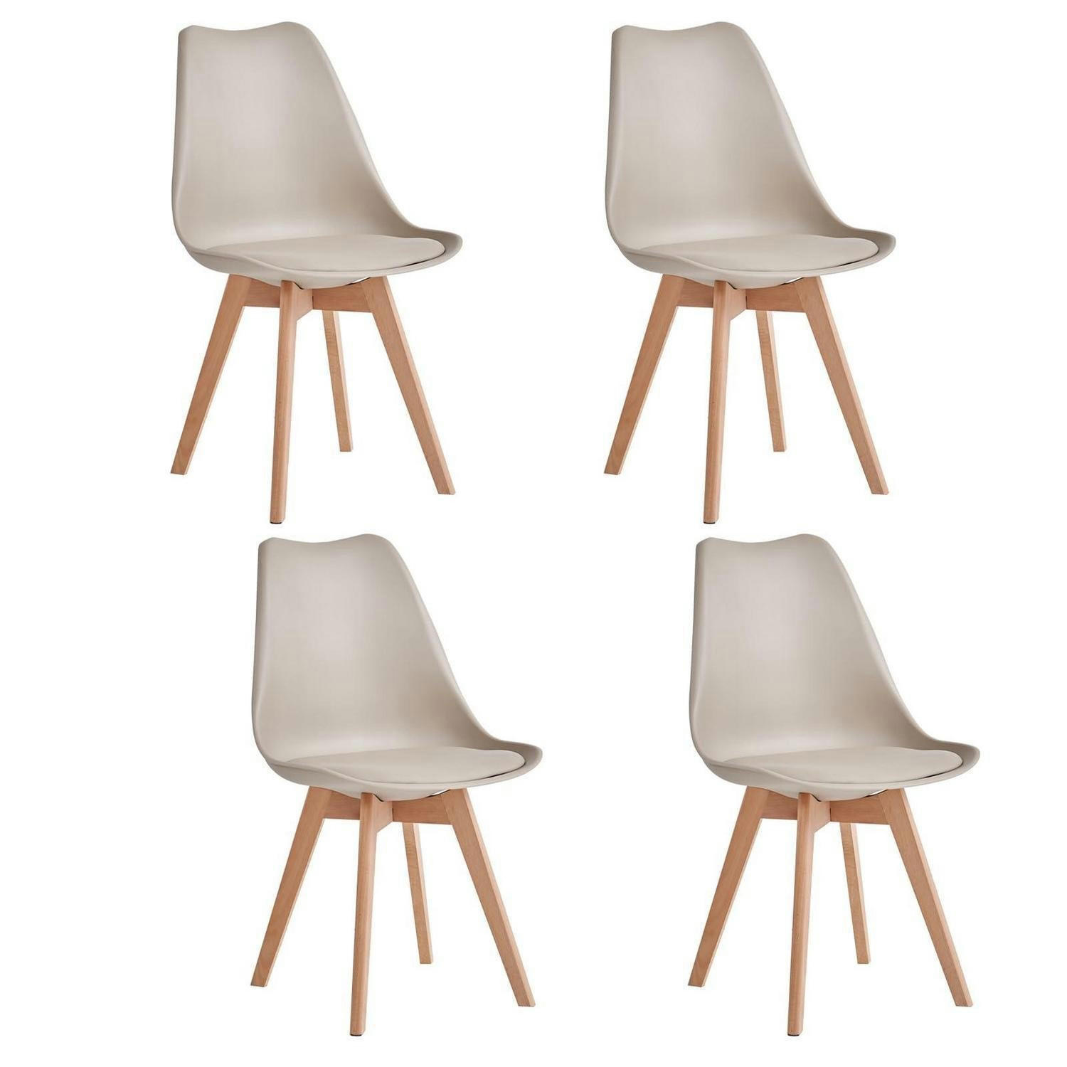 ESSZIMMERSTUHL 4er-Set Khaki mit Buchenbeinen - Olivgrün, Kunststoff (40/83/40cm)
