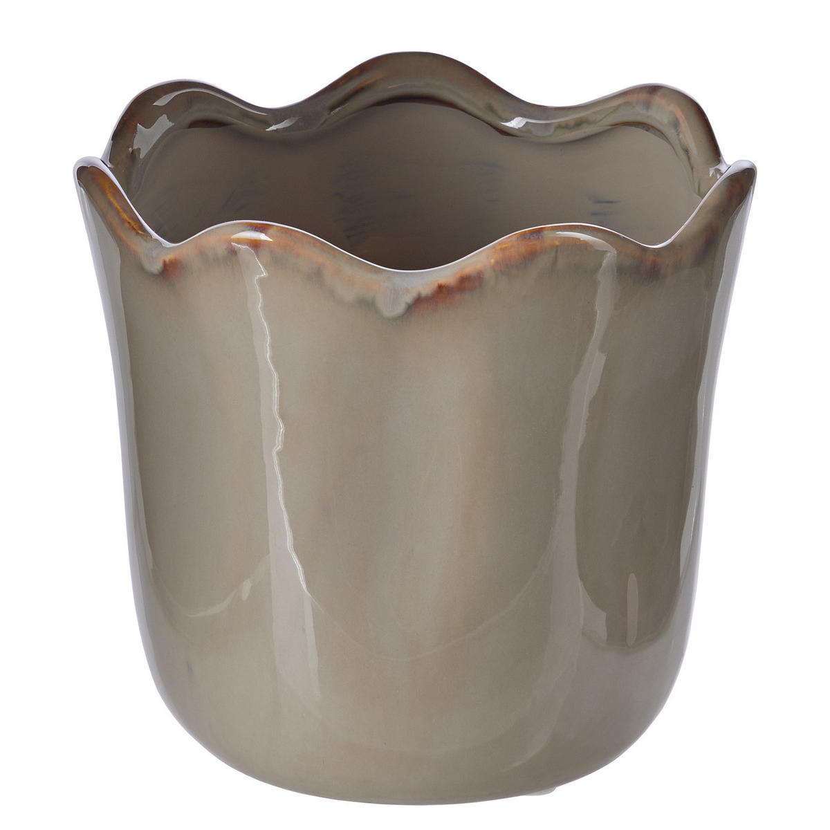 ÜBERTOPF Glaze - Beige, Keramik (15/14/15cm) - Butlers