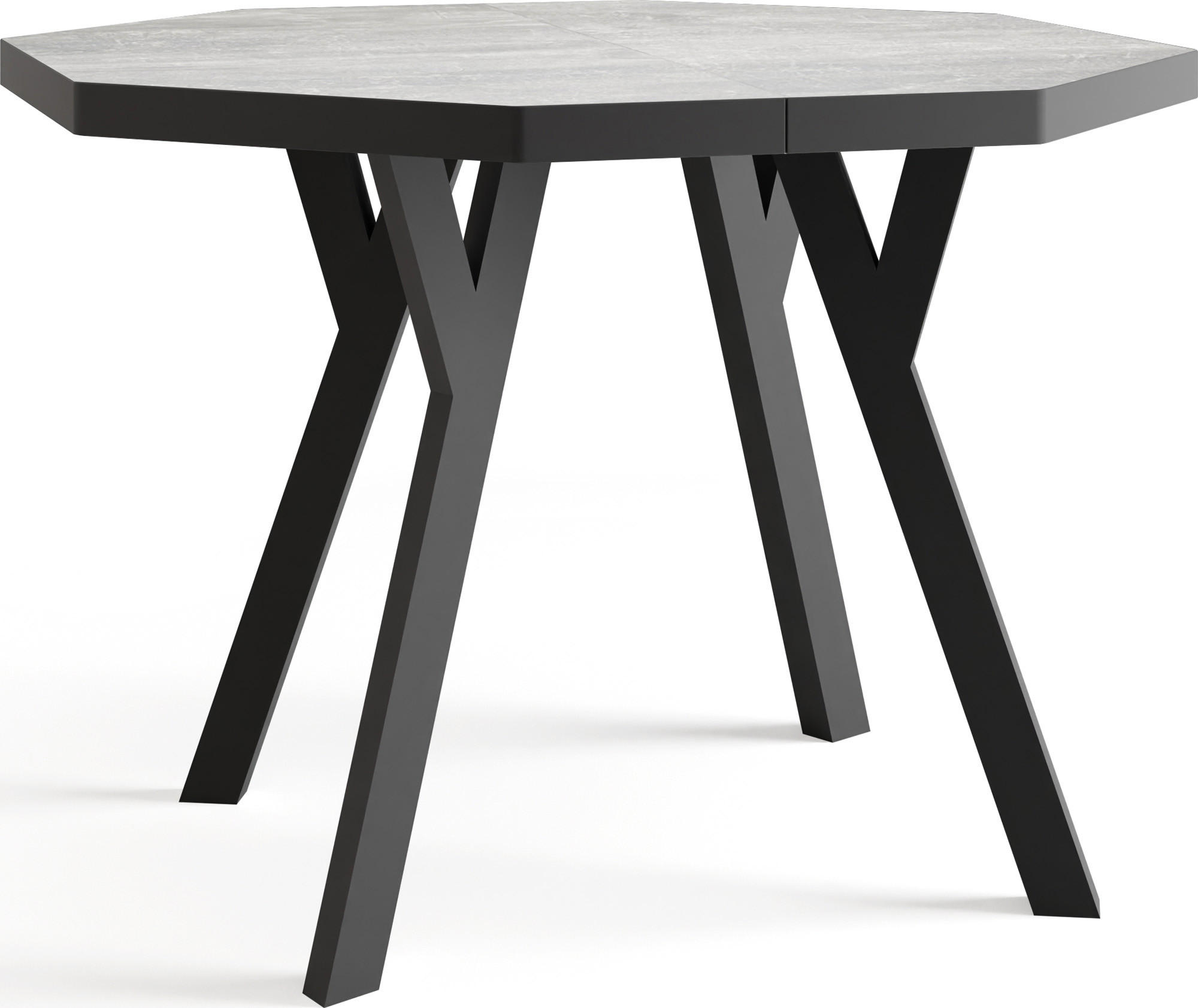 ESSTISCH Desmond achteckiger ausziehbarer, Grauer Beton 100-150/100/76 cm - Hellgrau/Schwarz, Holz/Holzwerkstoff (100/100/76cm) - WFL GROUP