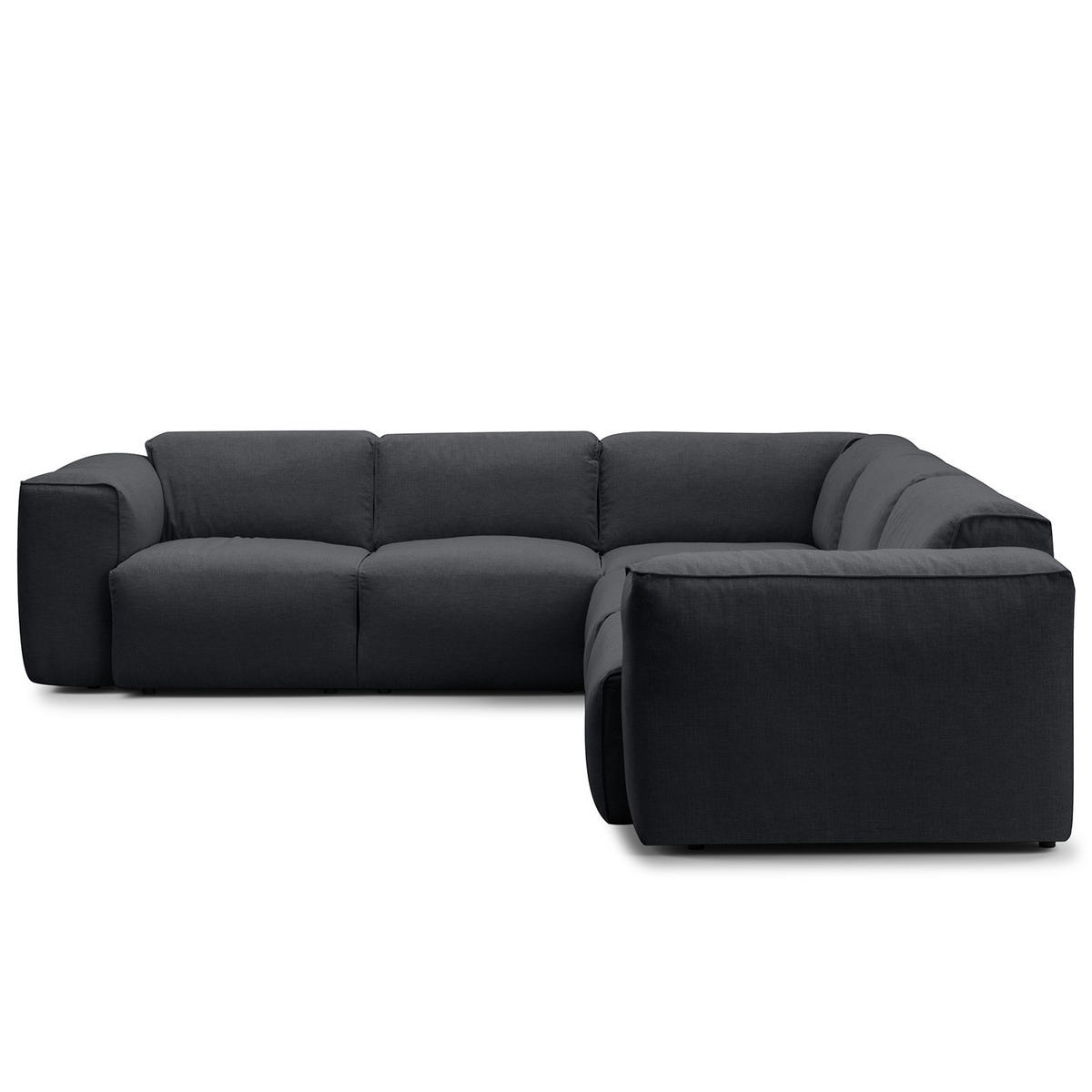 ECKSOFA mit Rundecke - Schwarz/Grau, Kunststoff/Textil (325/260cm) - home24