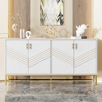SIDEBOARD 4 Türen weiß gold Metallbeine - Weiß, Holz (160/80.5/40cm) - Fortuna Lai